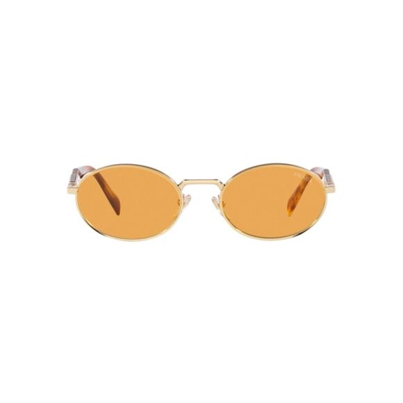 PRADA PR 65ZS ZVN02Z Pale Gold Orange Lenses Sunglasses Unisex AUTHENTIC - Picture 4 of 10